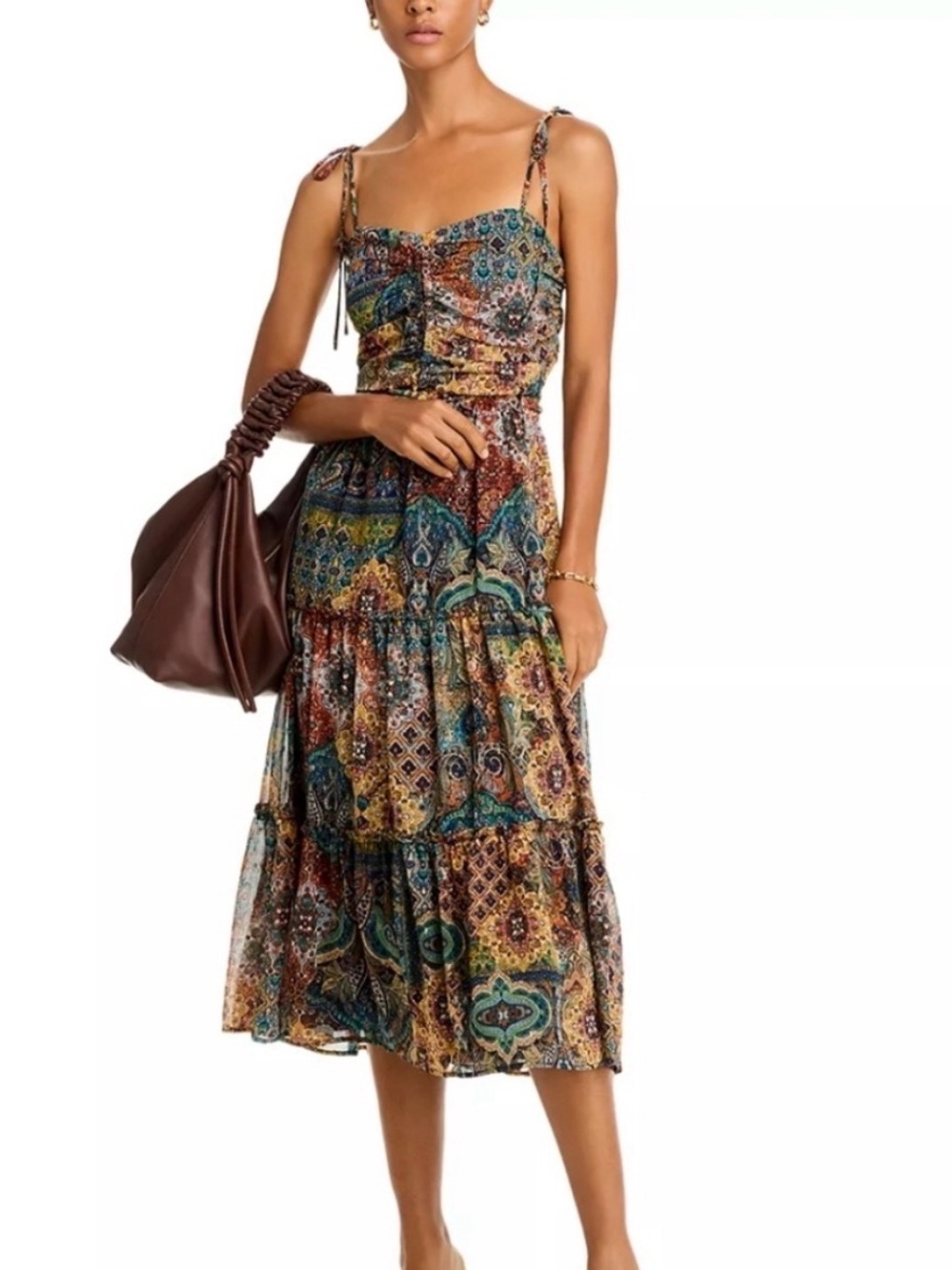 NWT • Aqua Shirred Strap Midi Dress • Size XL